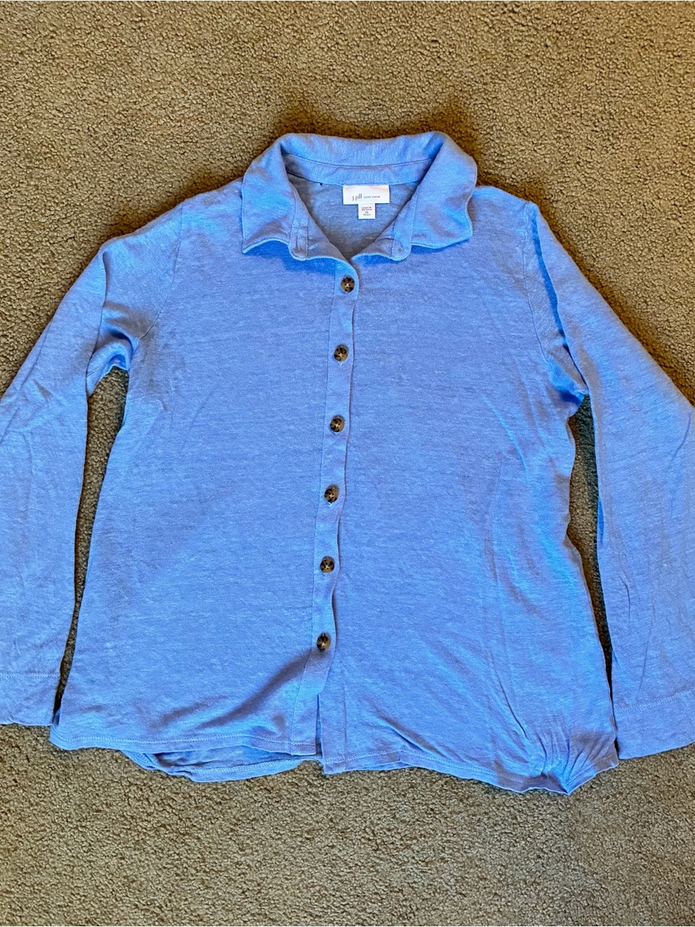 J. Jill Sky Blue Button-Front Cardigan 100% linen size XS Sweater